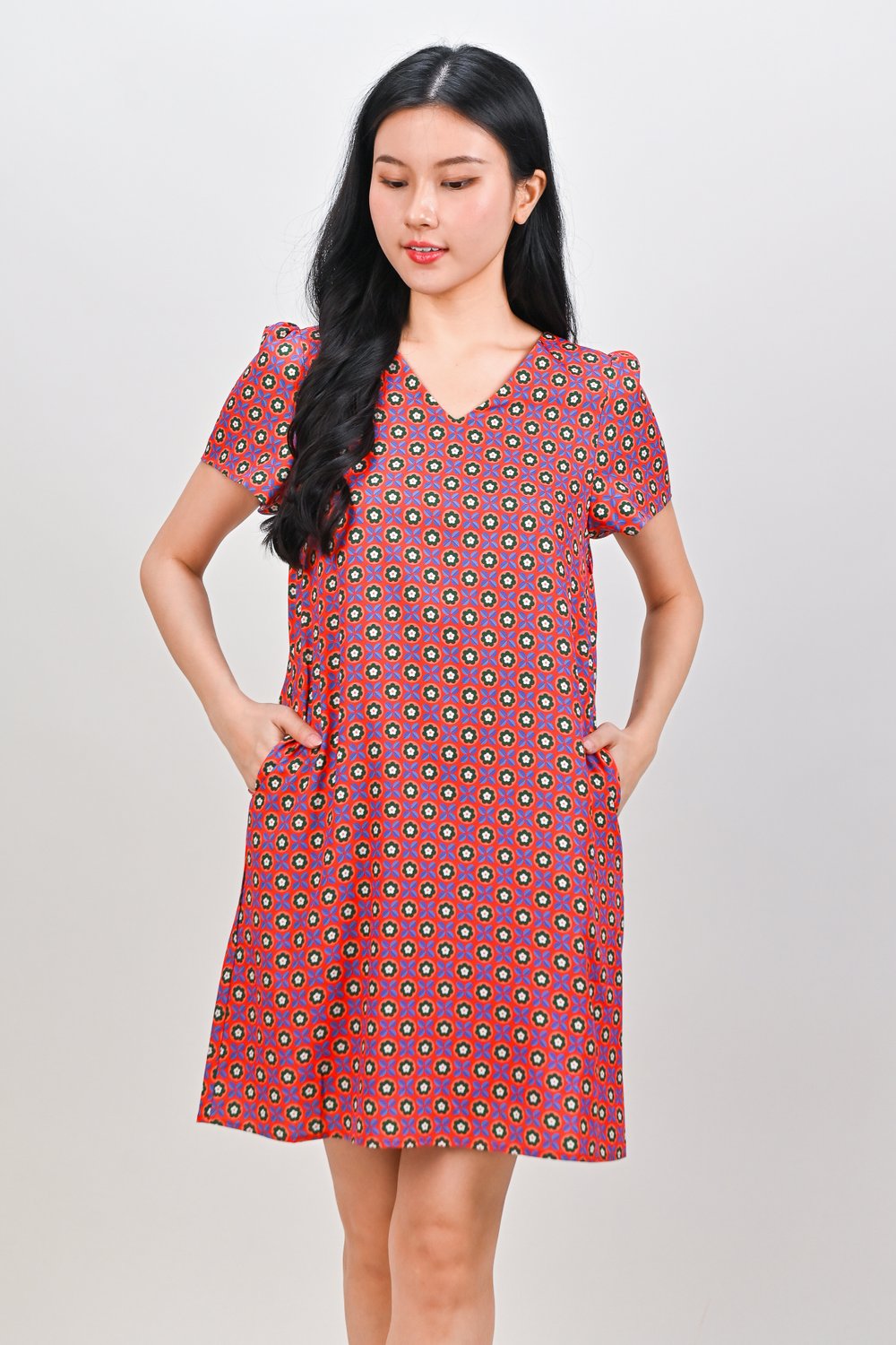 HUALI GARDEN SLEEVED SHIFT DRESS
