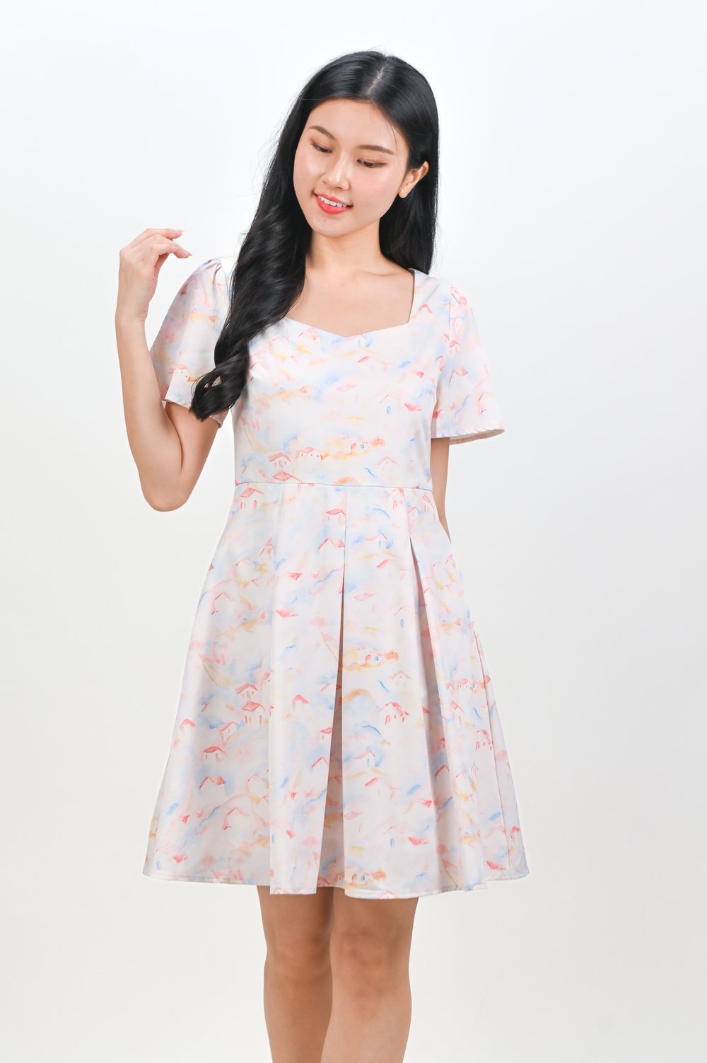 YARANAH WATERCOLOUR SWEETHEART DRESS IN VILLAGES