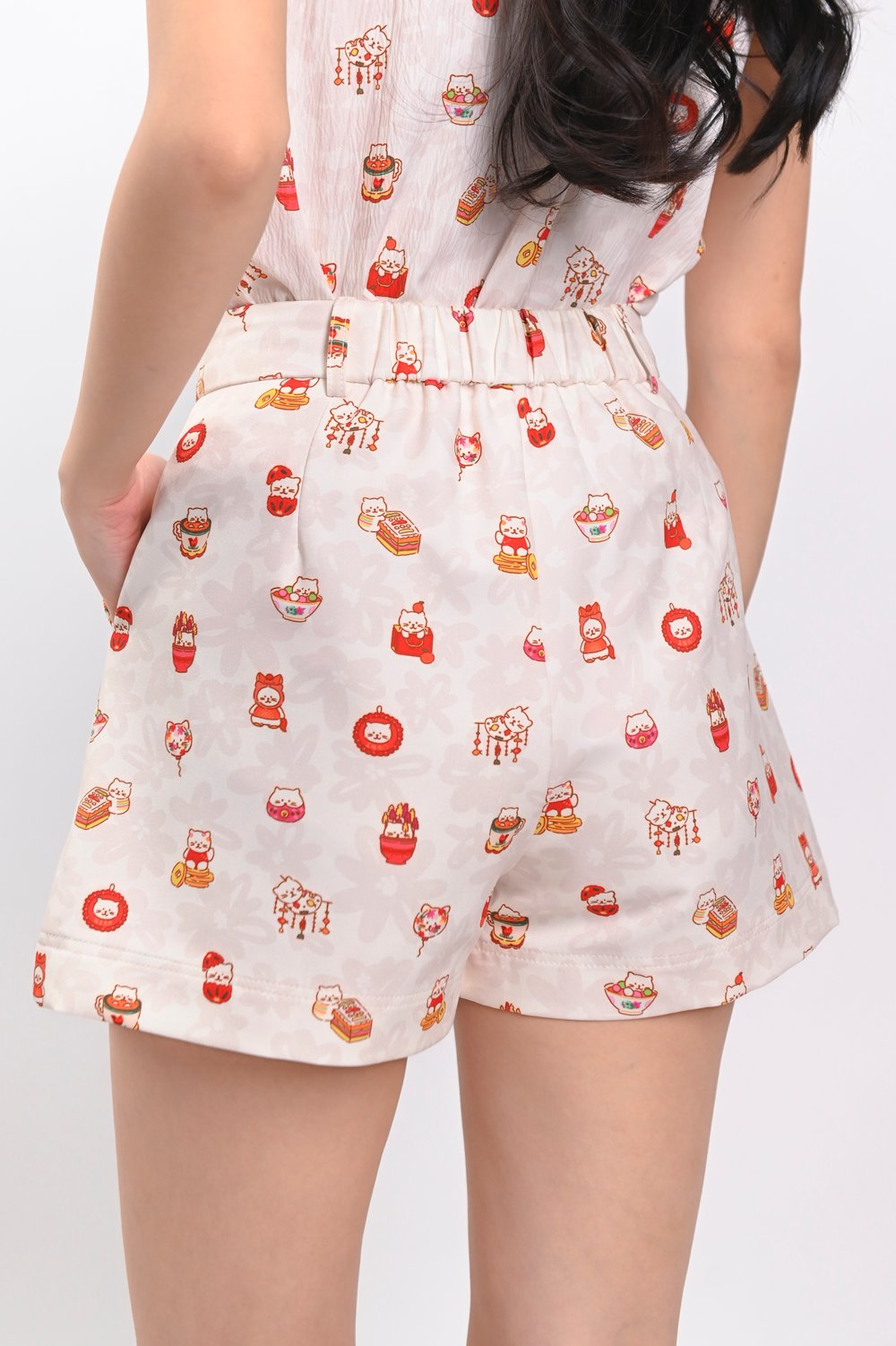 PAWSPERITY CAT ELASTIC-BACK SHORTS