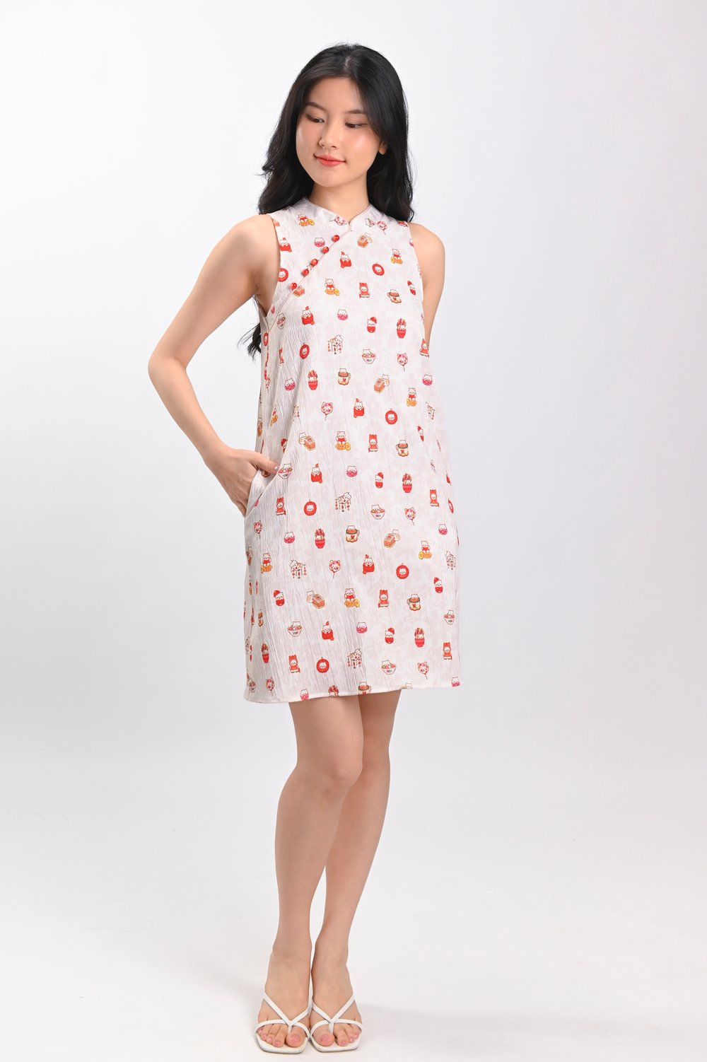 PAWSPERITY CAT SLEEVELESS CHEONGSAM DRESS