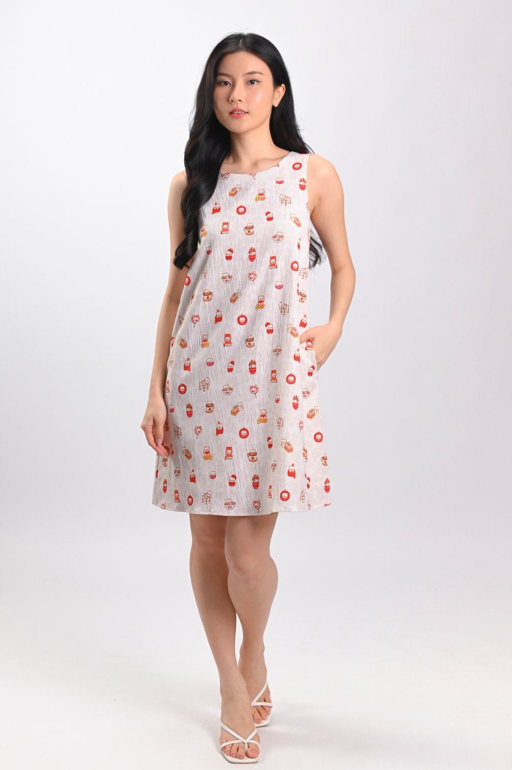 PAWSPERITY CAT SLEEVELESS A-LINE DRESS