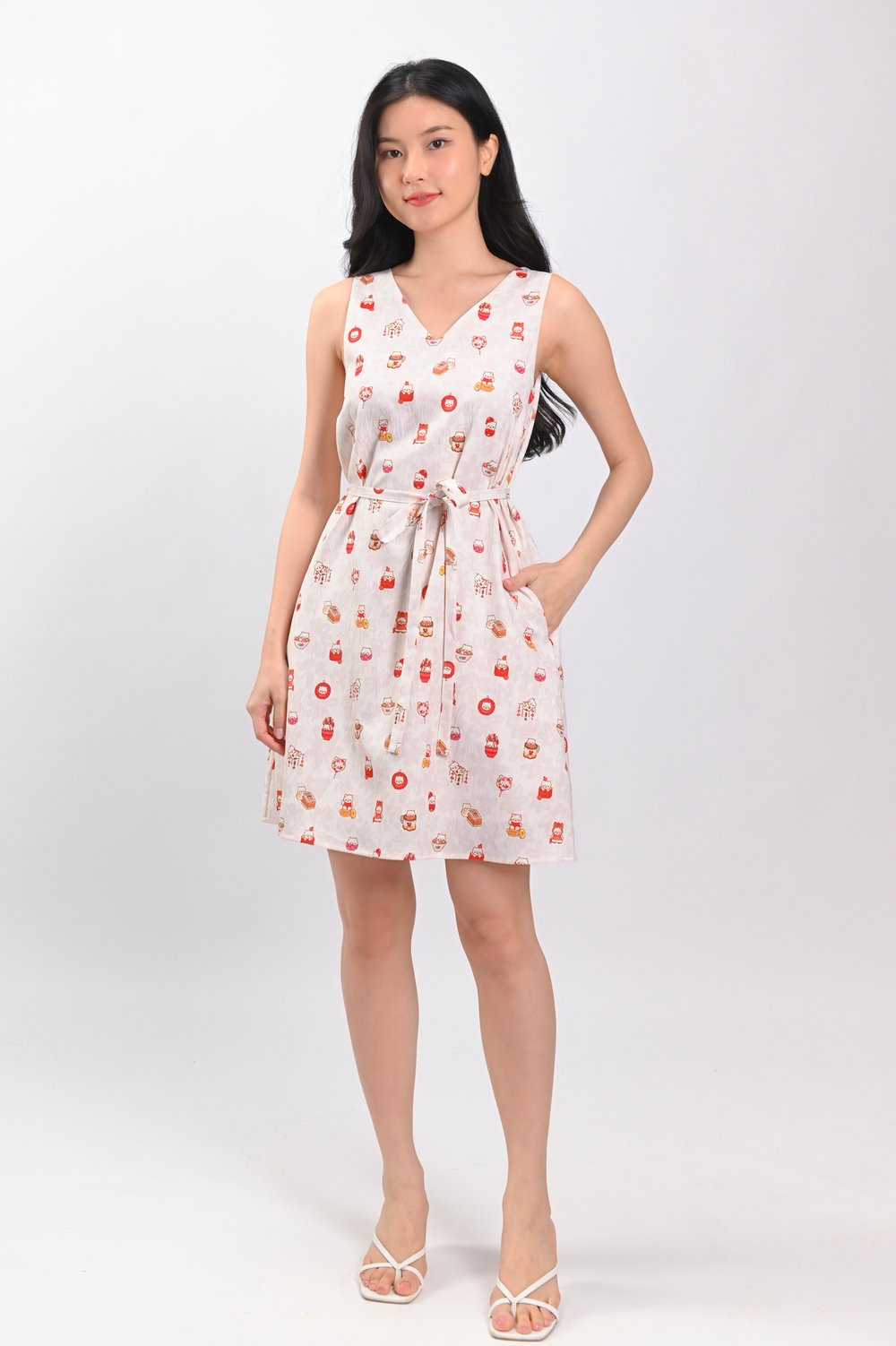 PAWSPERITY CAT SLEEVELESS A-LINE DRESS