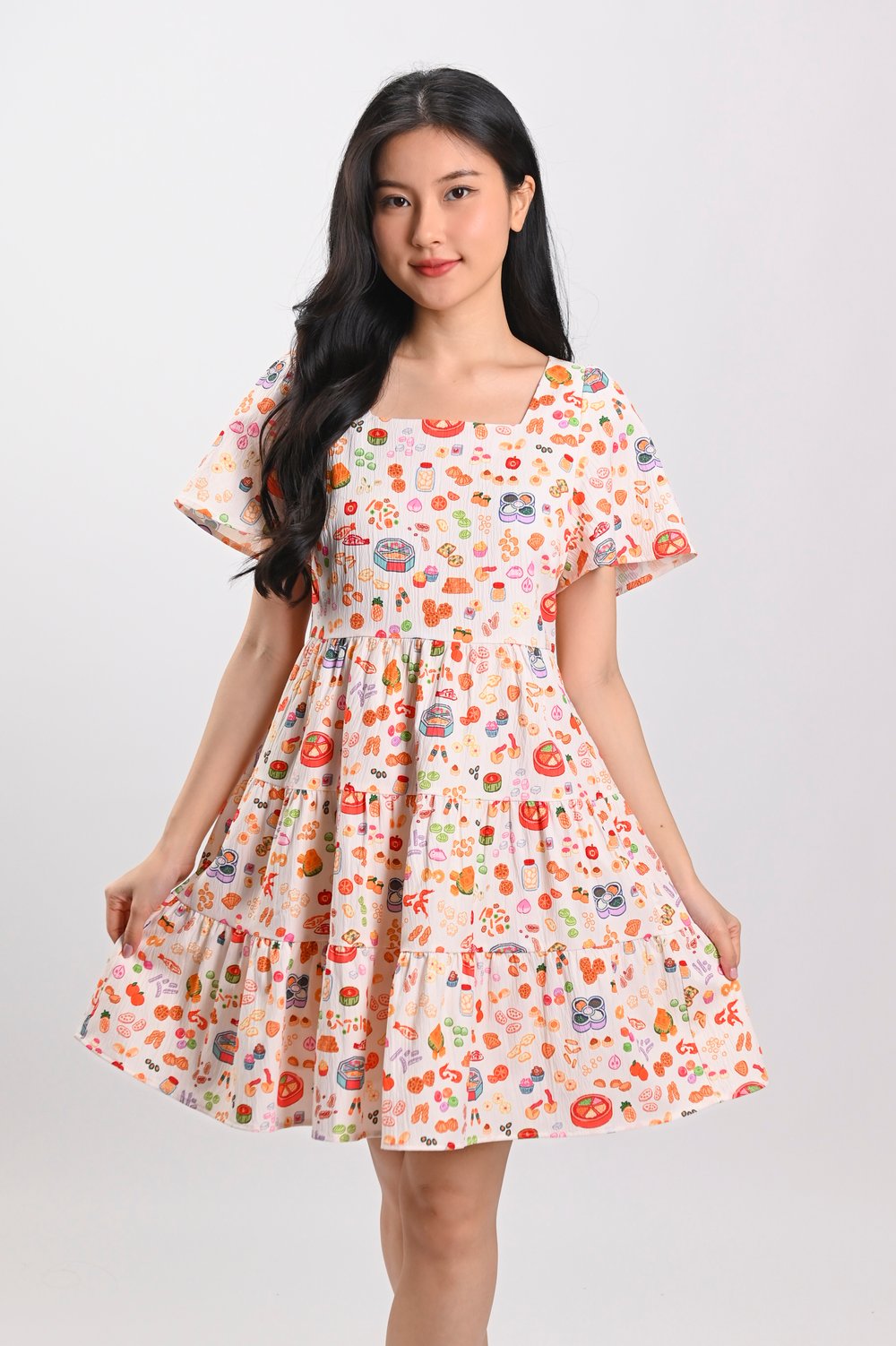 SNACKTACULAR SQUARE-NECK BABYDOLL DRESS