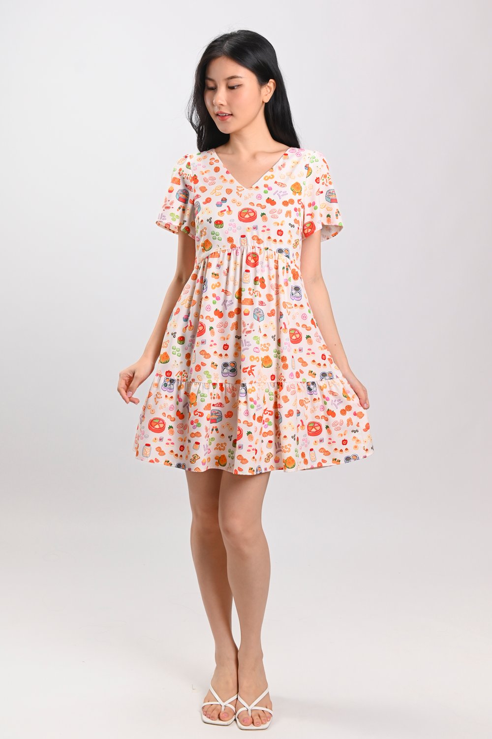 SNACKTACULAR CURVED-WAIST FLOUNCE DRESS