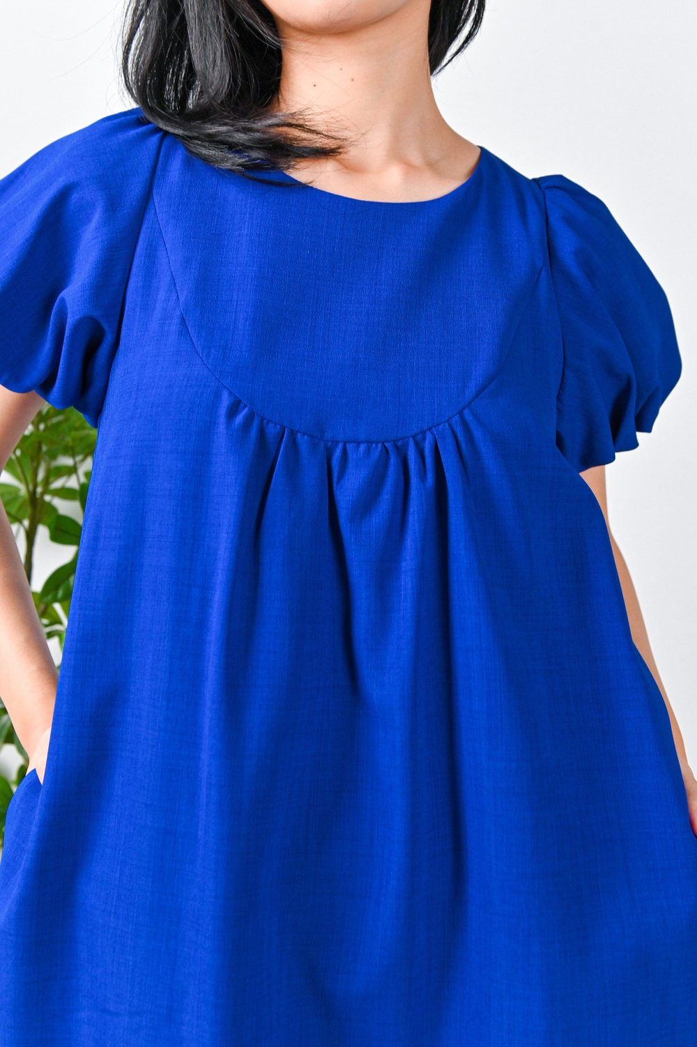 FAWN PUFF-SLEEVE DRESS IN COBALT BLUE