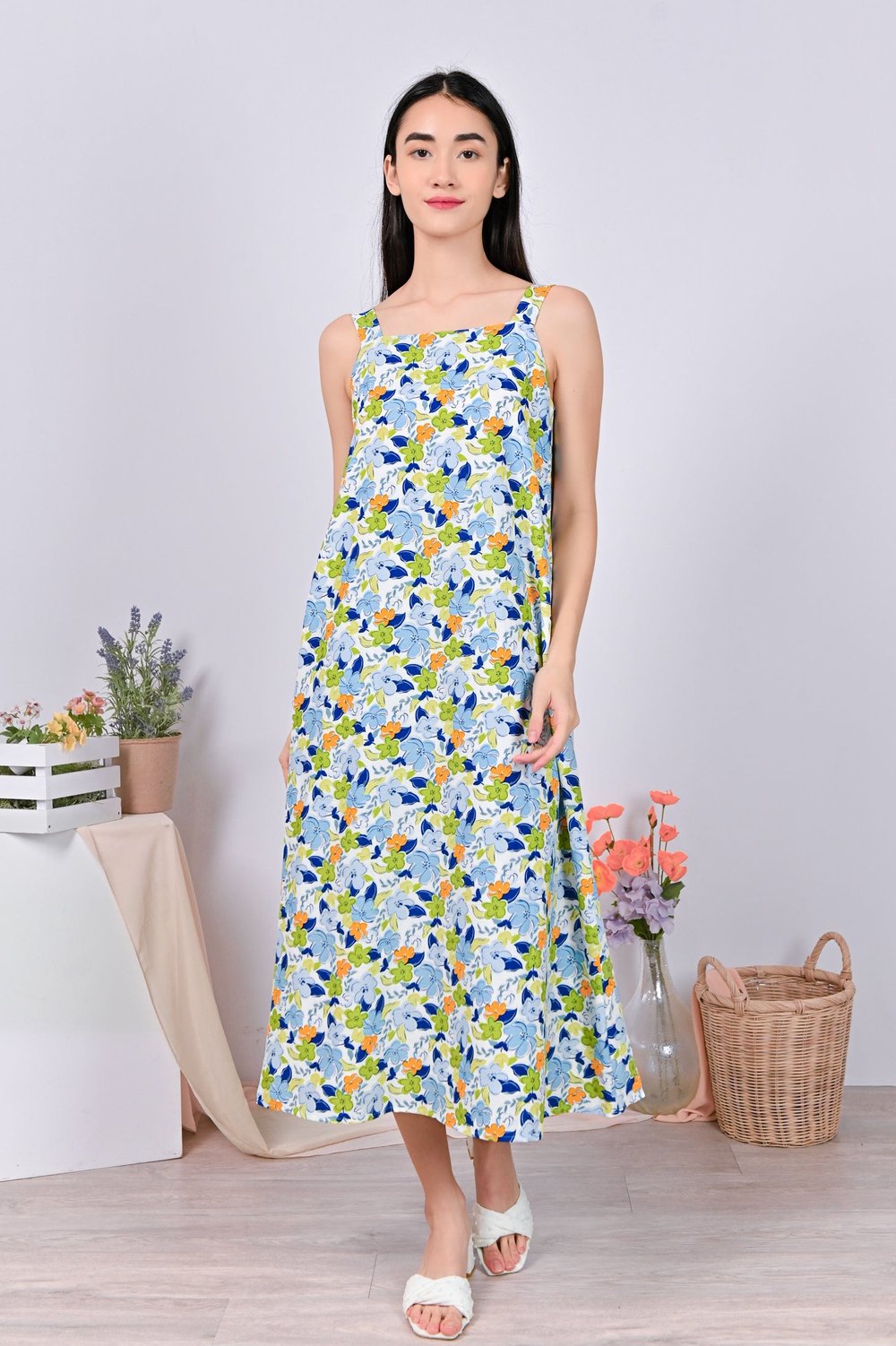 FRIKKA THICK-STRAP DRESS IN BLUE