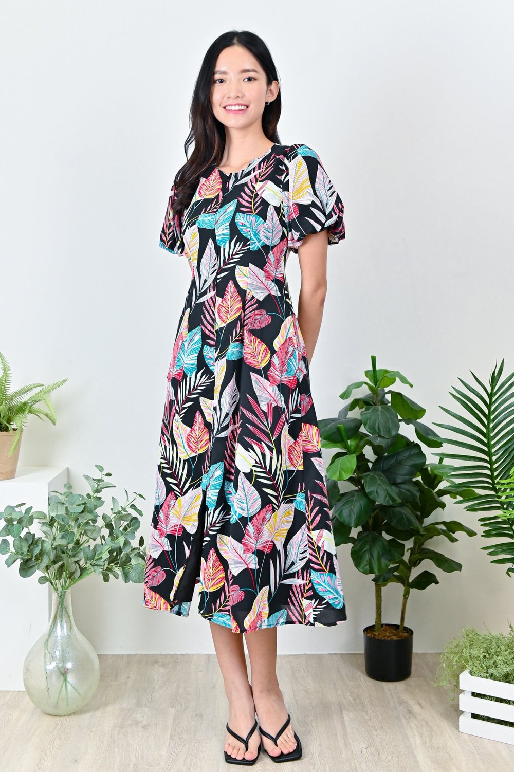 GERALDINE ZIPPER DRESS IN AUTUMN LEAVES