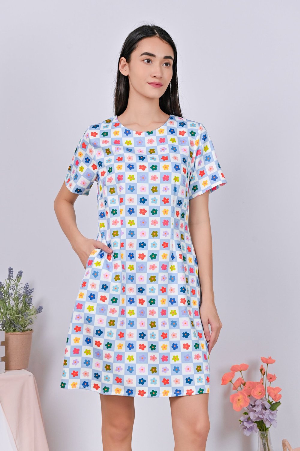 GOOD GRID SLEEVED DRESS GOOD GRID SLEEVED DRESS