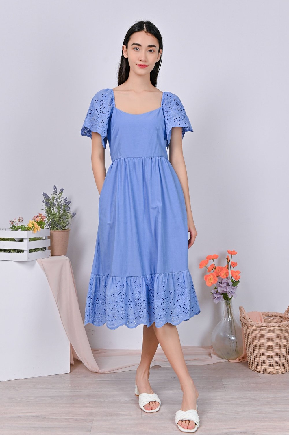 GYTHA EYELET DRESS IN PERIWINKLE GYTHA EYELET DRESS IN PERIWINKLE