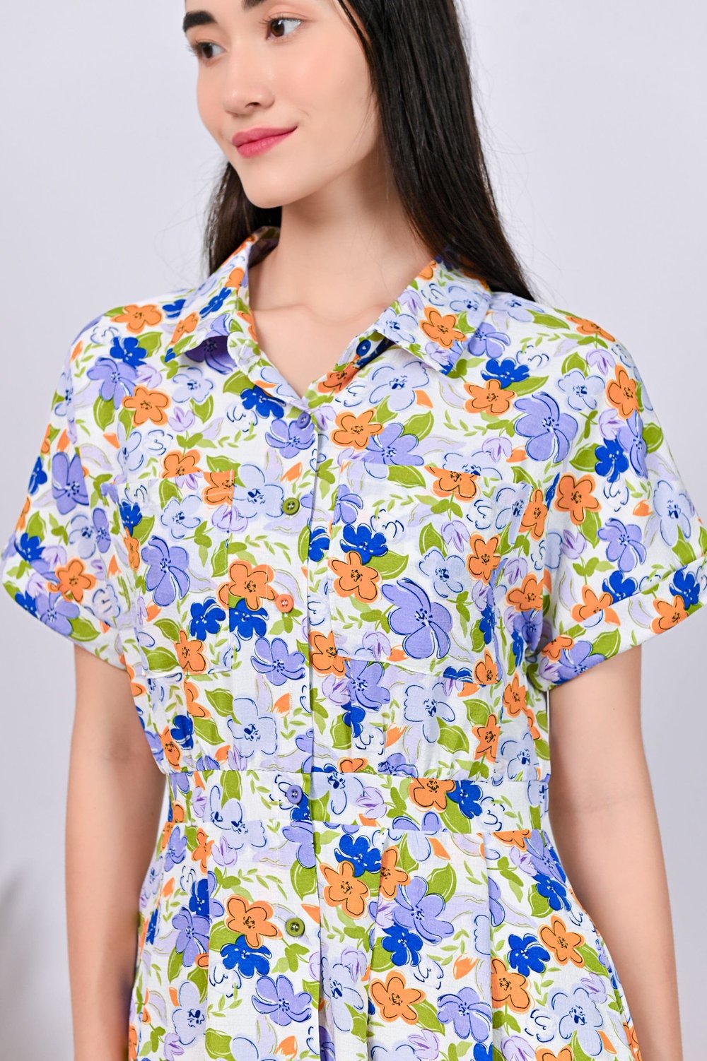 INGA FLORAL SHIRTDRESS IN VIBRANT INGA FLORAL SHIRTDRESS IN VIBRANT