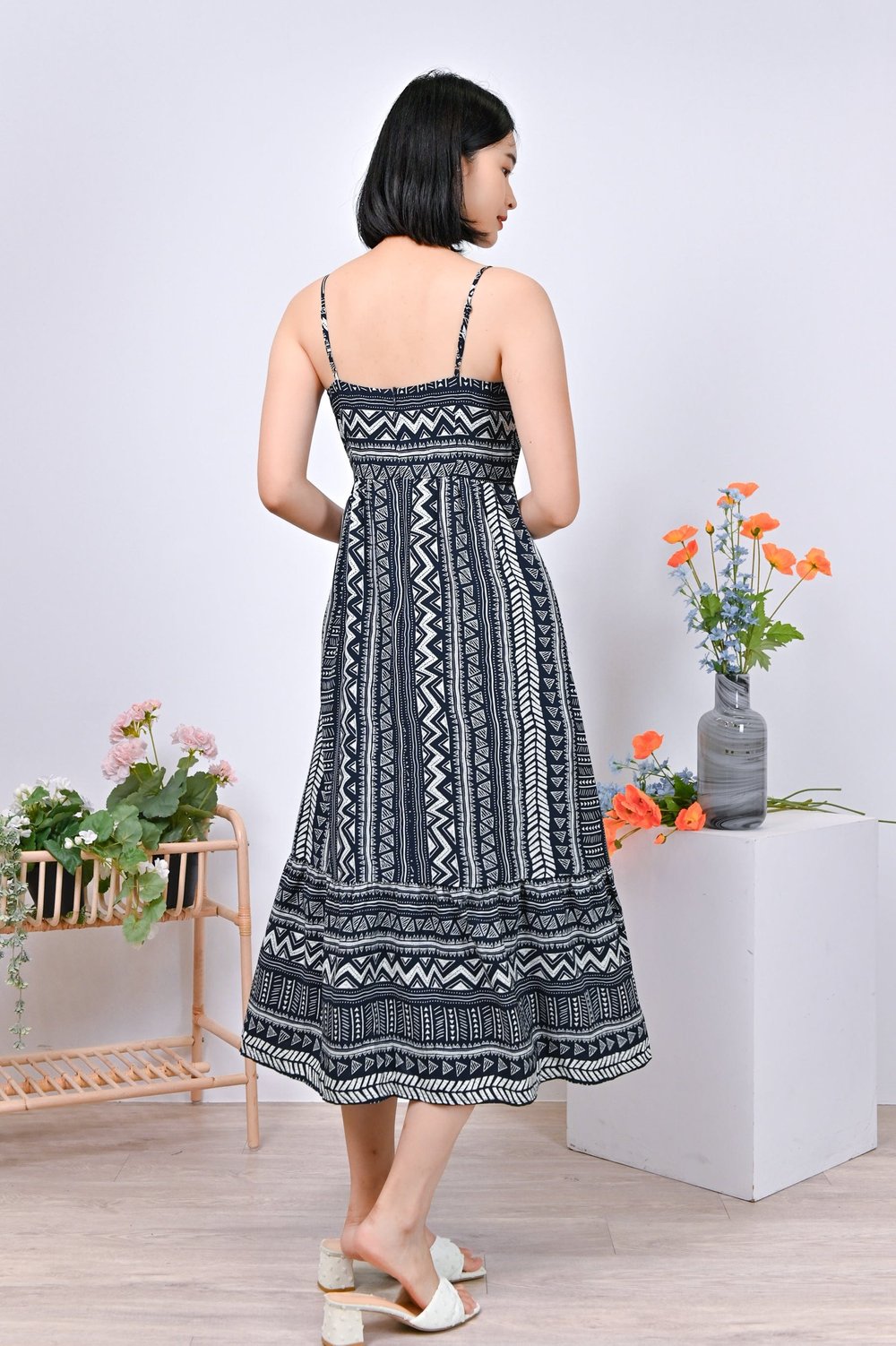 NALA AZTEC SPAG DRESS IN NAVY