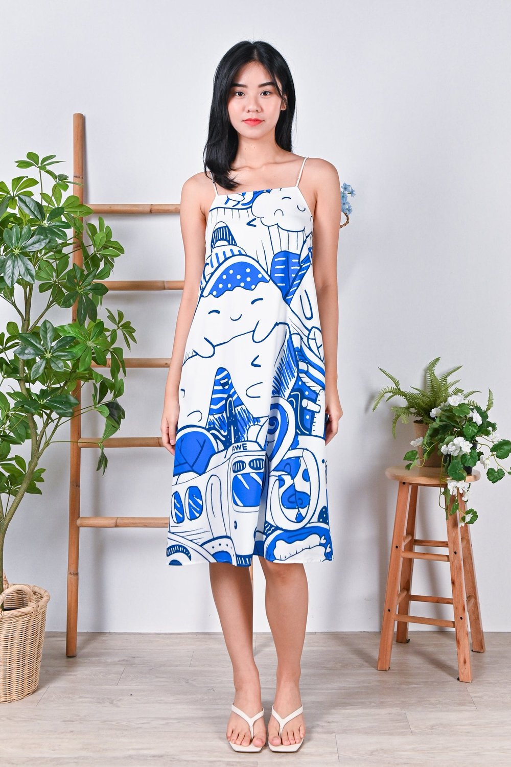 TOKYO SPAG TENT DRESS IN MONOCHROME