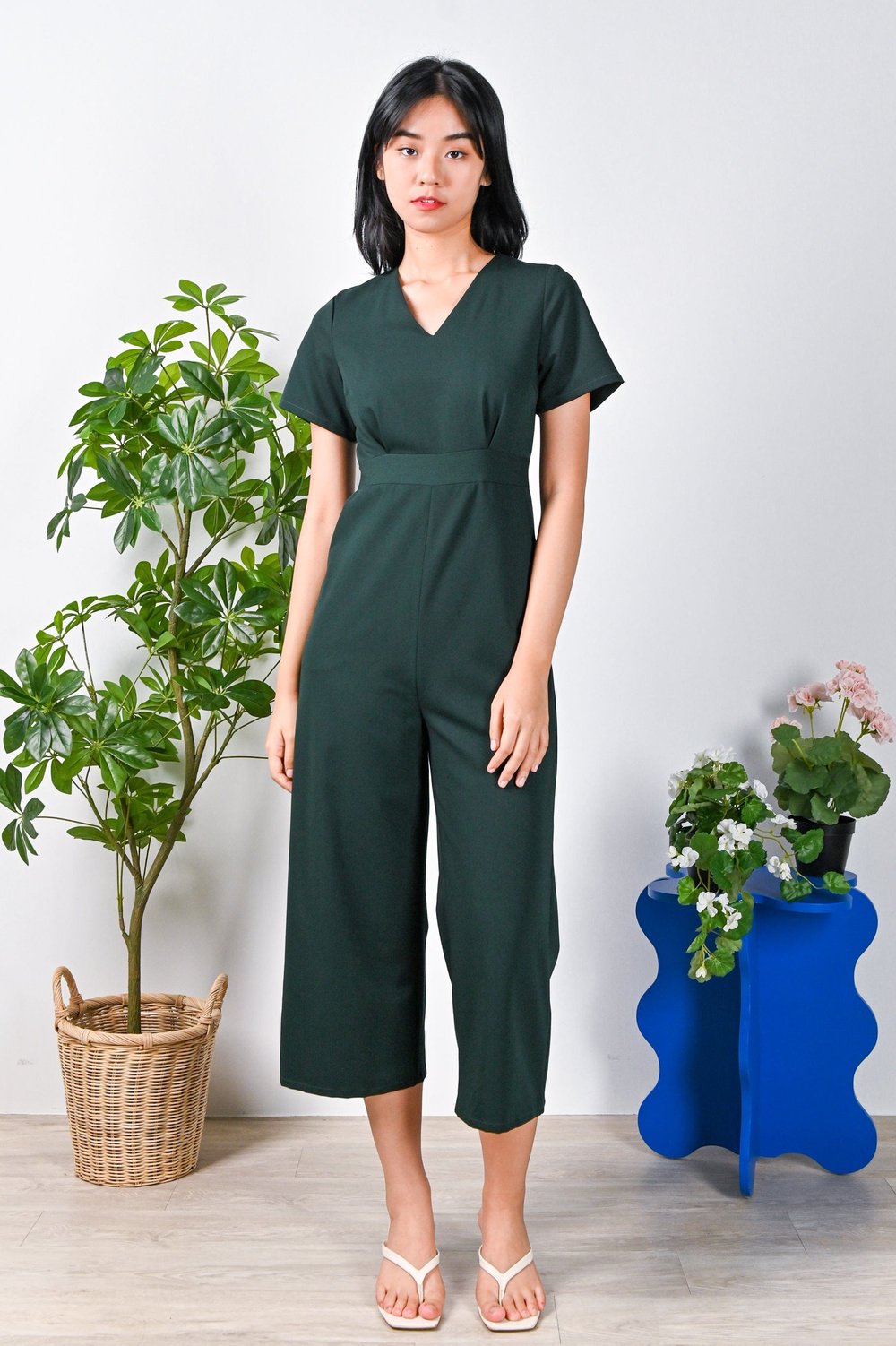 COSETTA SLEEVED JUMPSUIT IN FOREST
