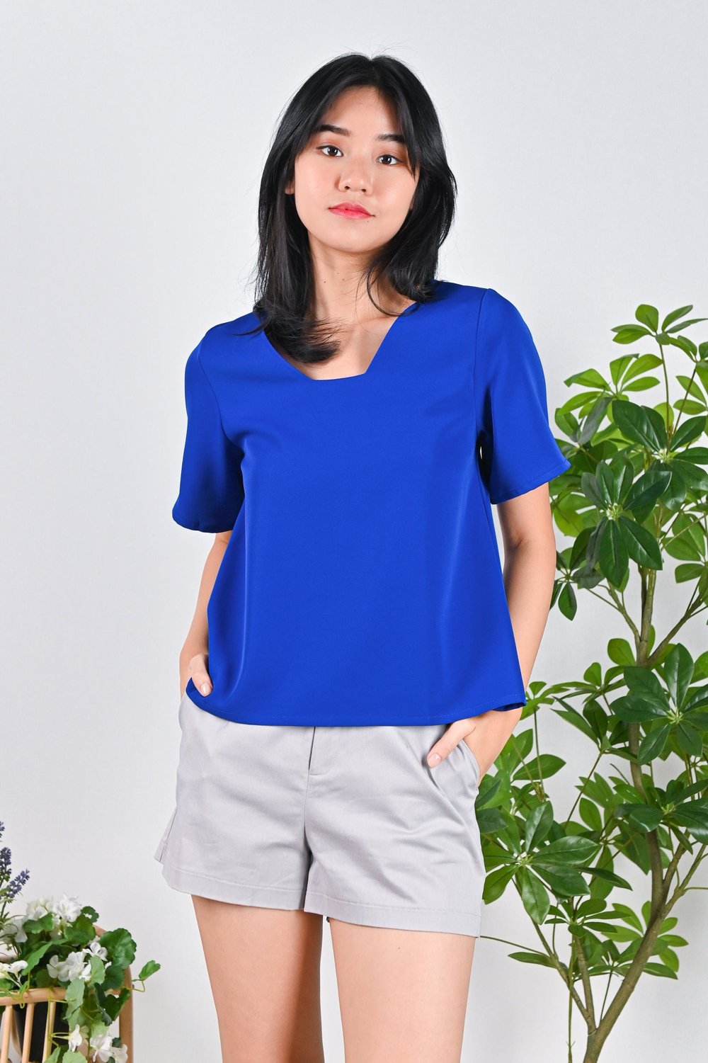 ESTERI SLEEVED TWO-WAY TOP IN COBALT BLUE