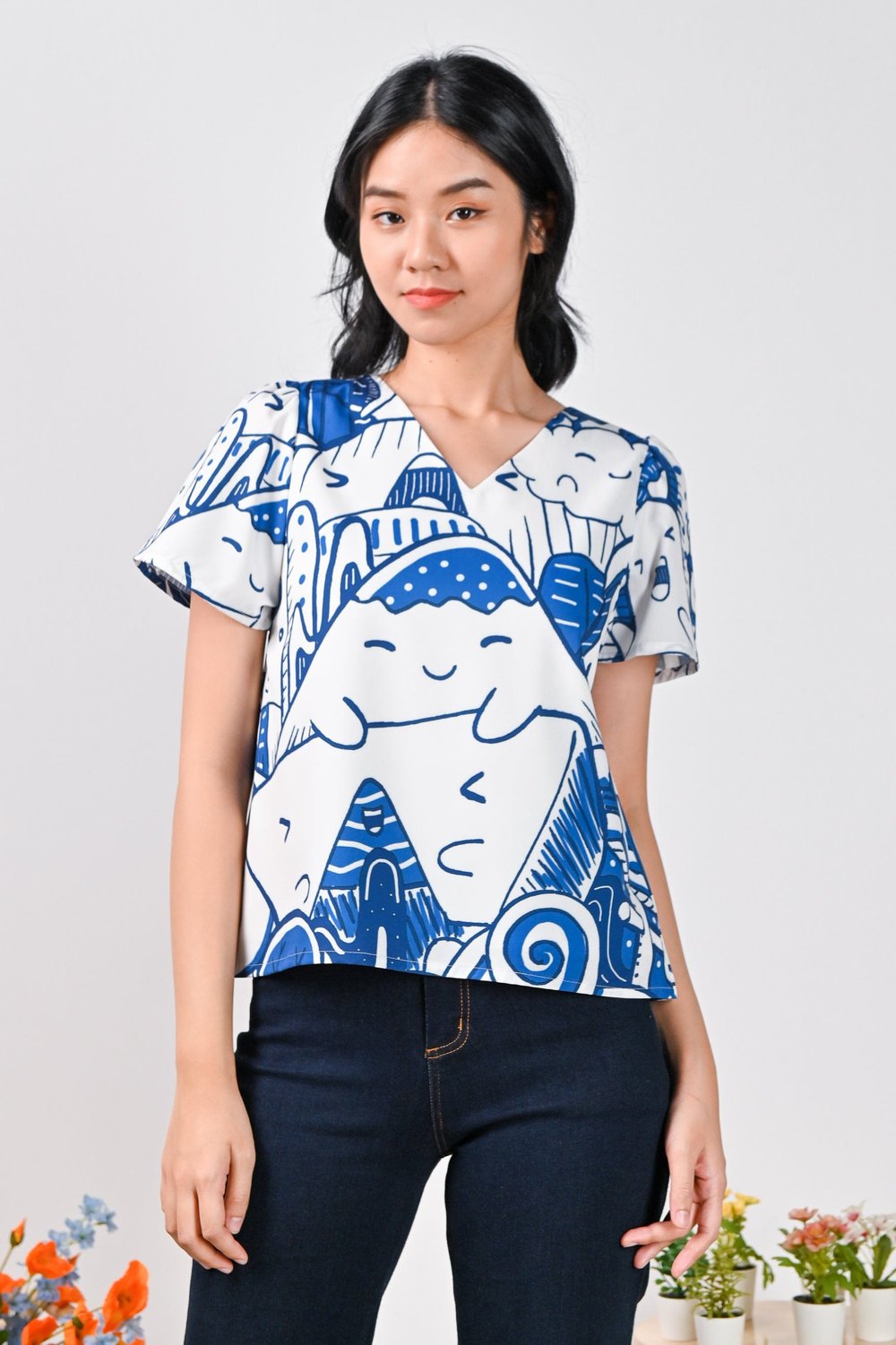 TOKYO SLEEVED TOP IN MONOCHROME