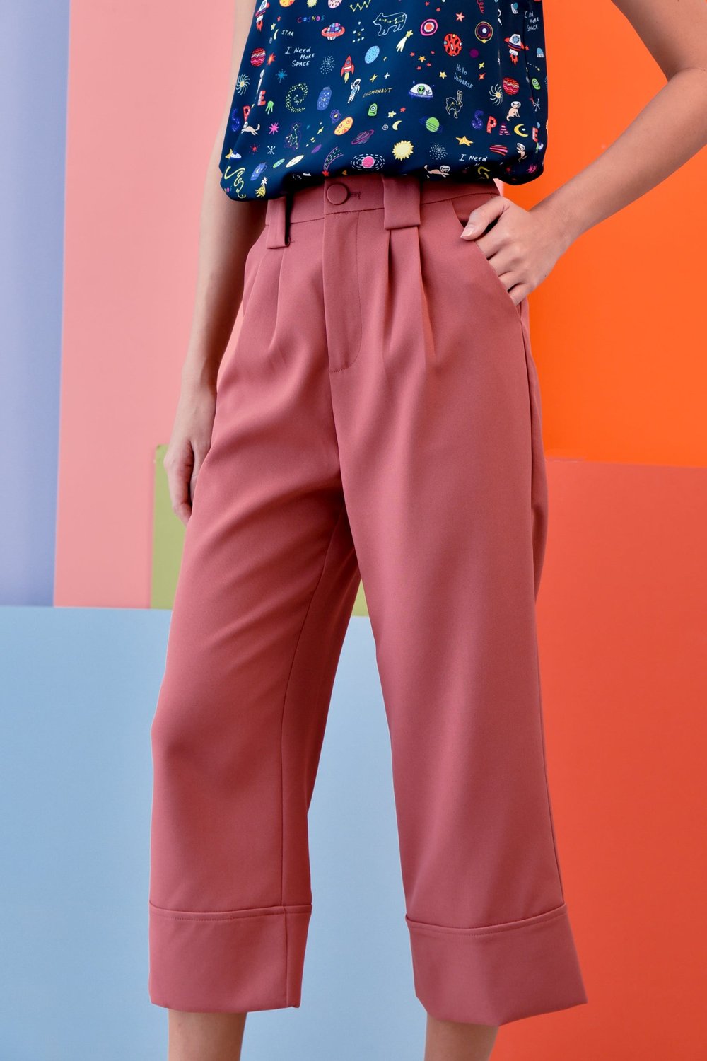 NIKKI CUFFED CULOTTES IN TEA ROSE