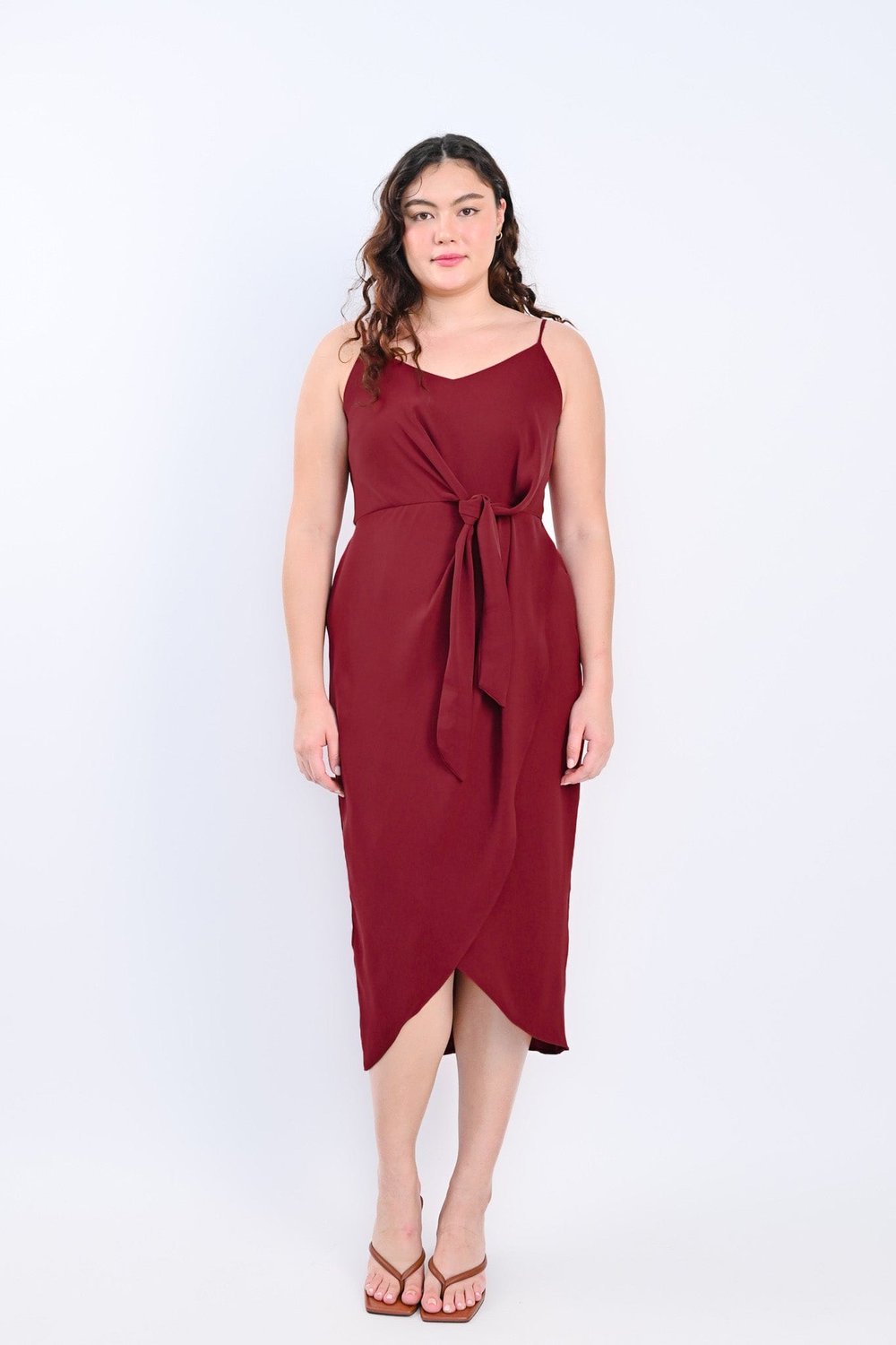 ANGELA SPAG MIDI DRESS IN RED