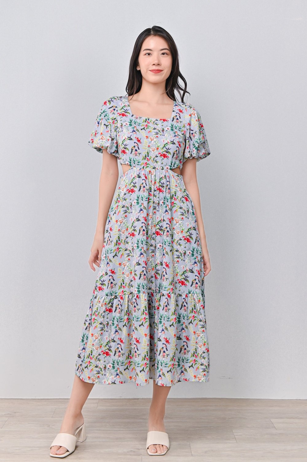 BIRDS OF PARADISE BLUE CUT-OUT DRESS BIRDS OF PARADISE BLUE CUT-OUT DRESS