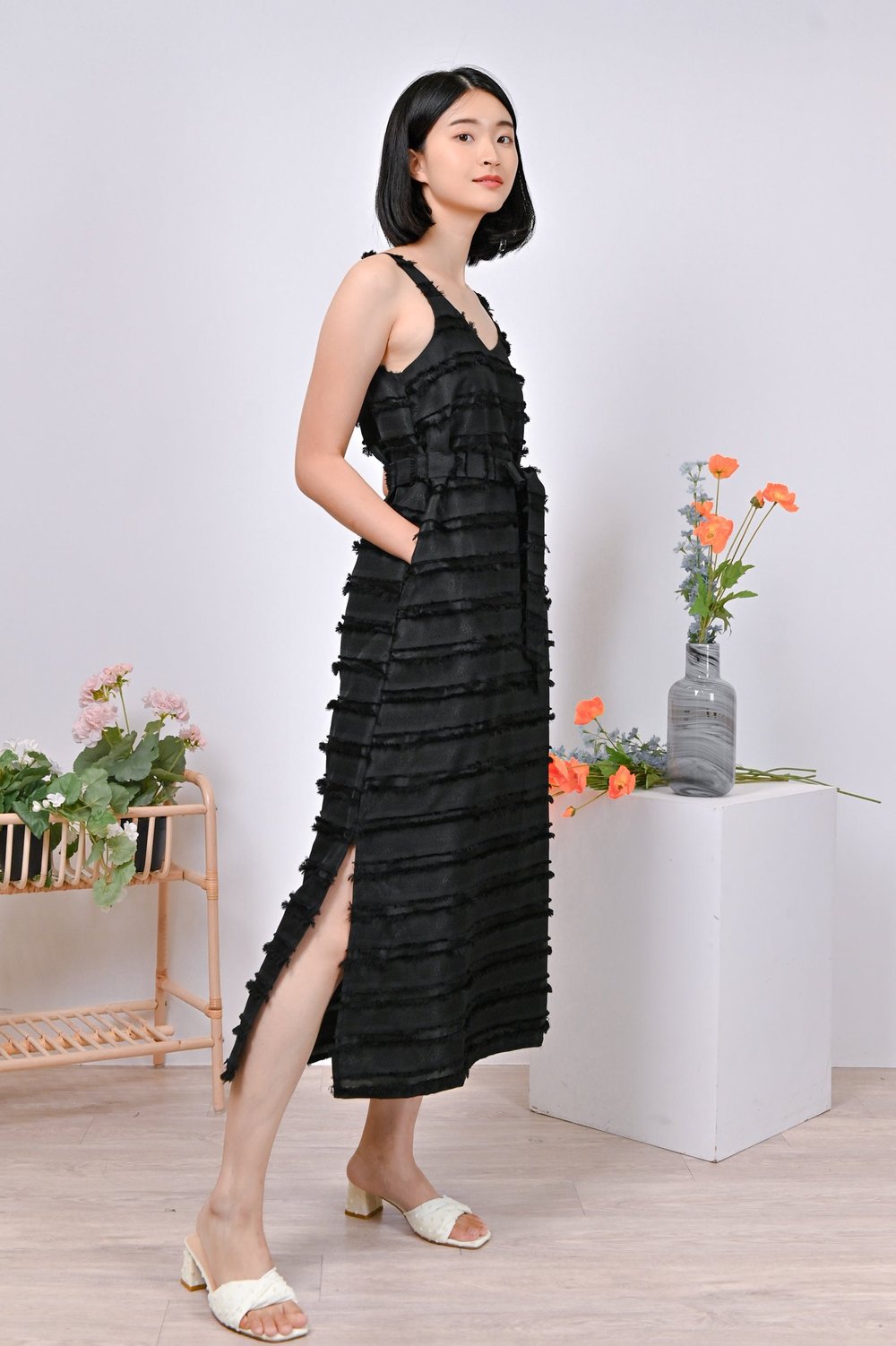 BRIA THICK-STRAP DRESS IN BLACK