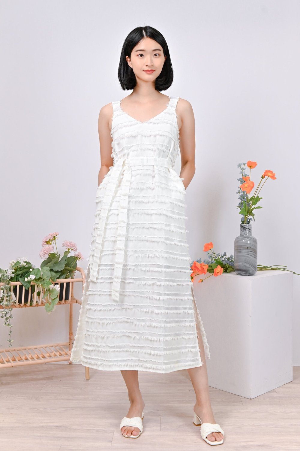 BRIA THICK-STRAP DRESS IN WHITE