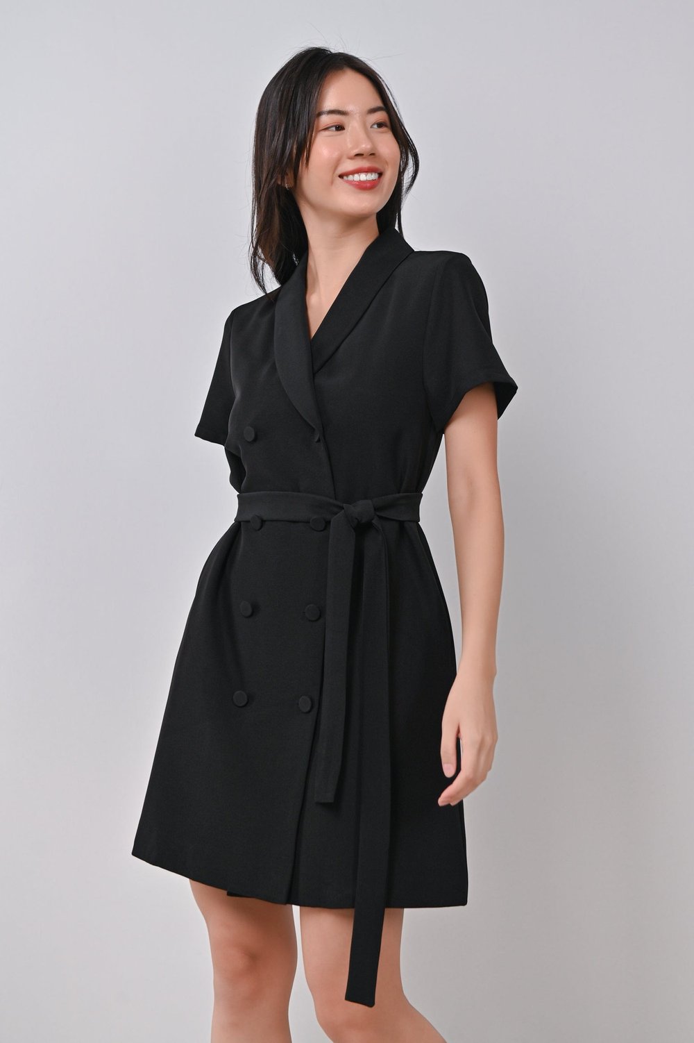 CHARA TUXEDO DRESS IN BLACK