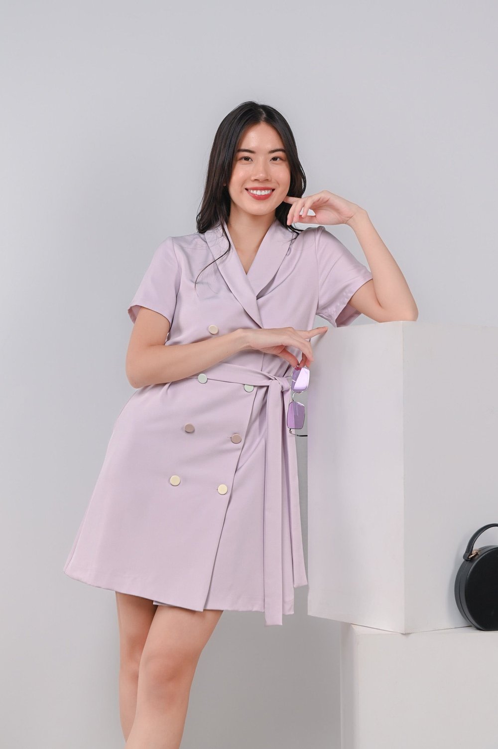 CHARA TUXEDO DRESS IN LILAC