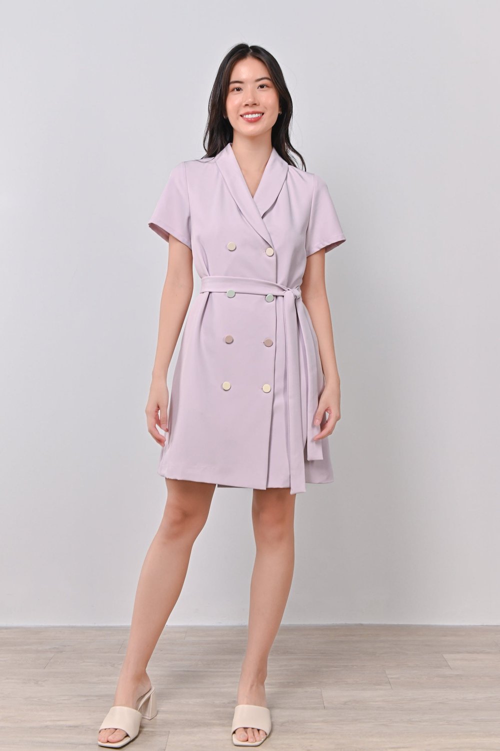 CHARA TUXEDO DRESS IN LILAC