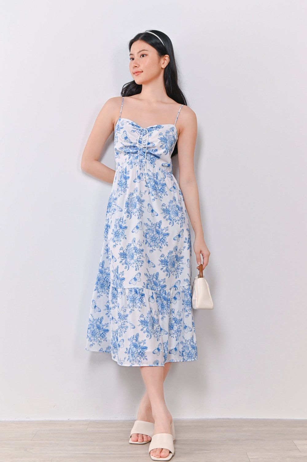 CORA SPAG TIE-DETAIL DRESS IN BUTTERFLIES