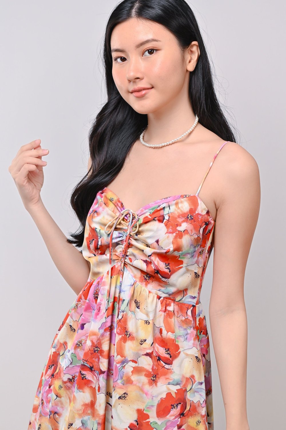 CORA SPAG TIE-DETAIL DRESS IN VIBRANCE