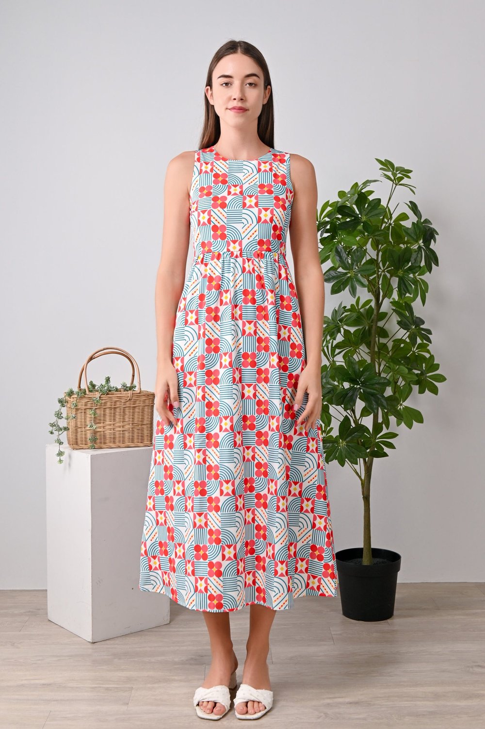 ENCHANTED WHITE CUT-IN MIDI DRESS ENCHANTED WHITE CUT-IN MIDI DRESS