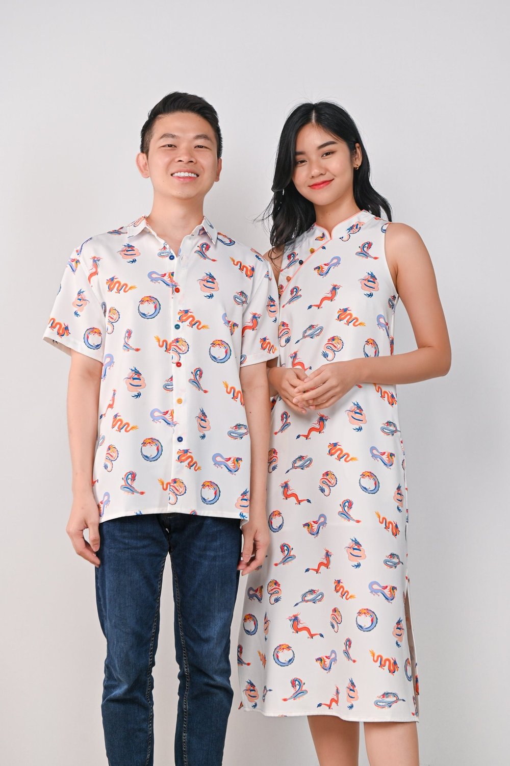 FESTIVE DRAGONS SIDE-SLIT CHEONGSAM