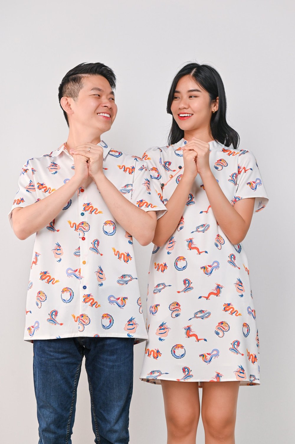 FESTIVE DRAGONS SLEEVED CHEONGSAM