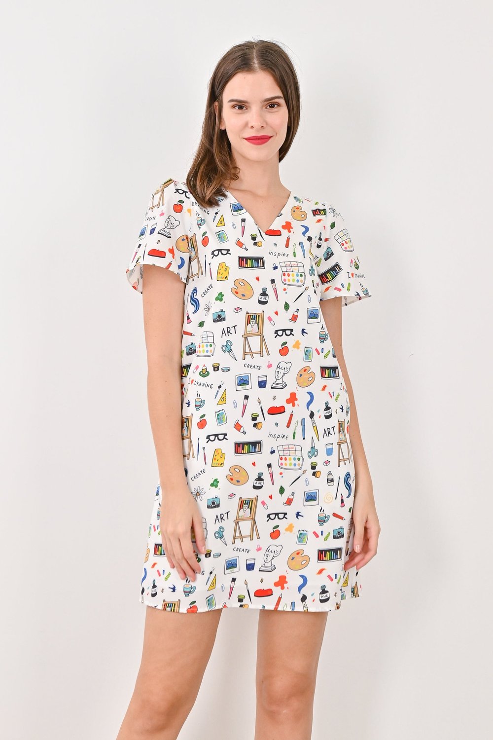 FINE ARTS SLEEVED SHIFT DRESS FINE ARTS SLEEVED SHIFT DRESS