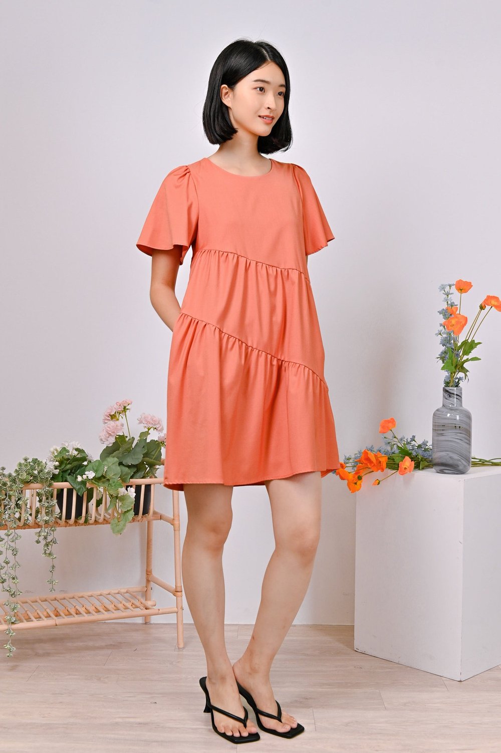 GRETHE BABYDOLL DRESS IN ORANGE