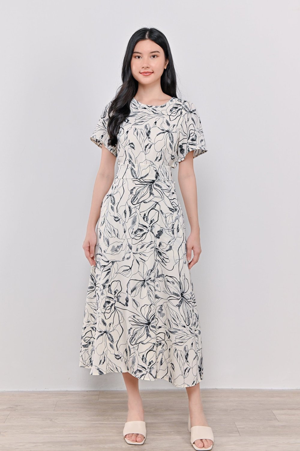 HARRIET ABSTRACT CUT-OUT DRESS IN CREAM HARRIET ABSTRACT CUT-OUT DRESS IN CREAM