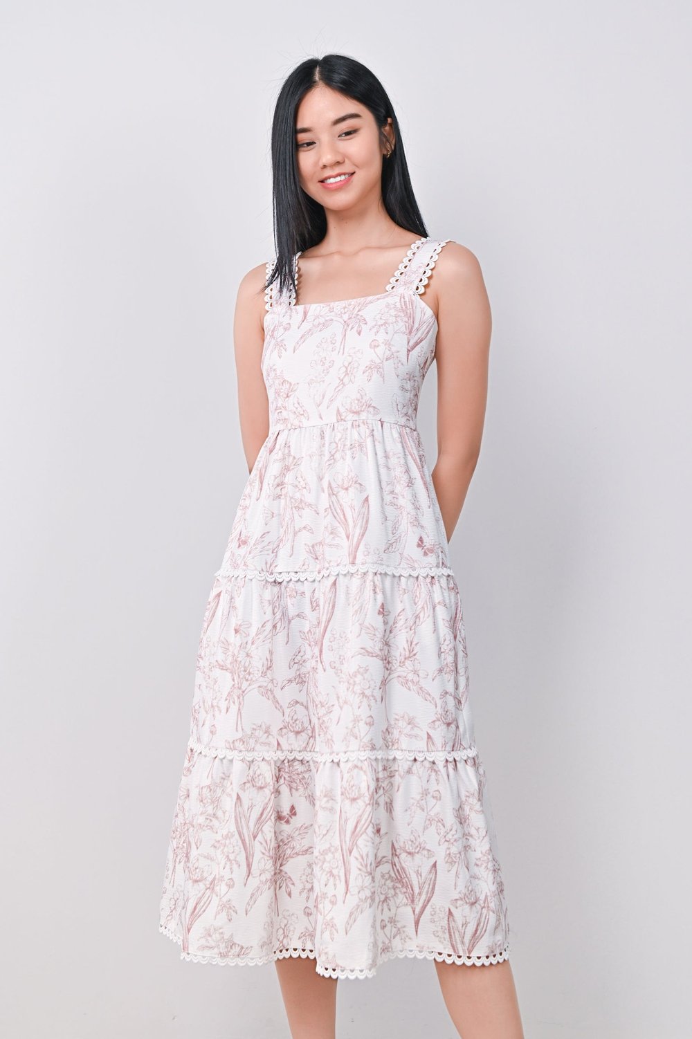 ILLONA PINK TOILE TIERED DRESS ILLONA PINK TOILE TIERED DRESS