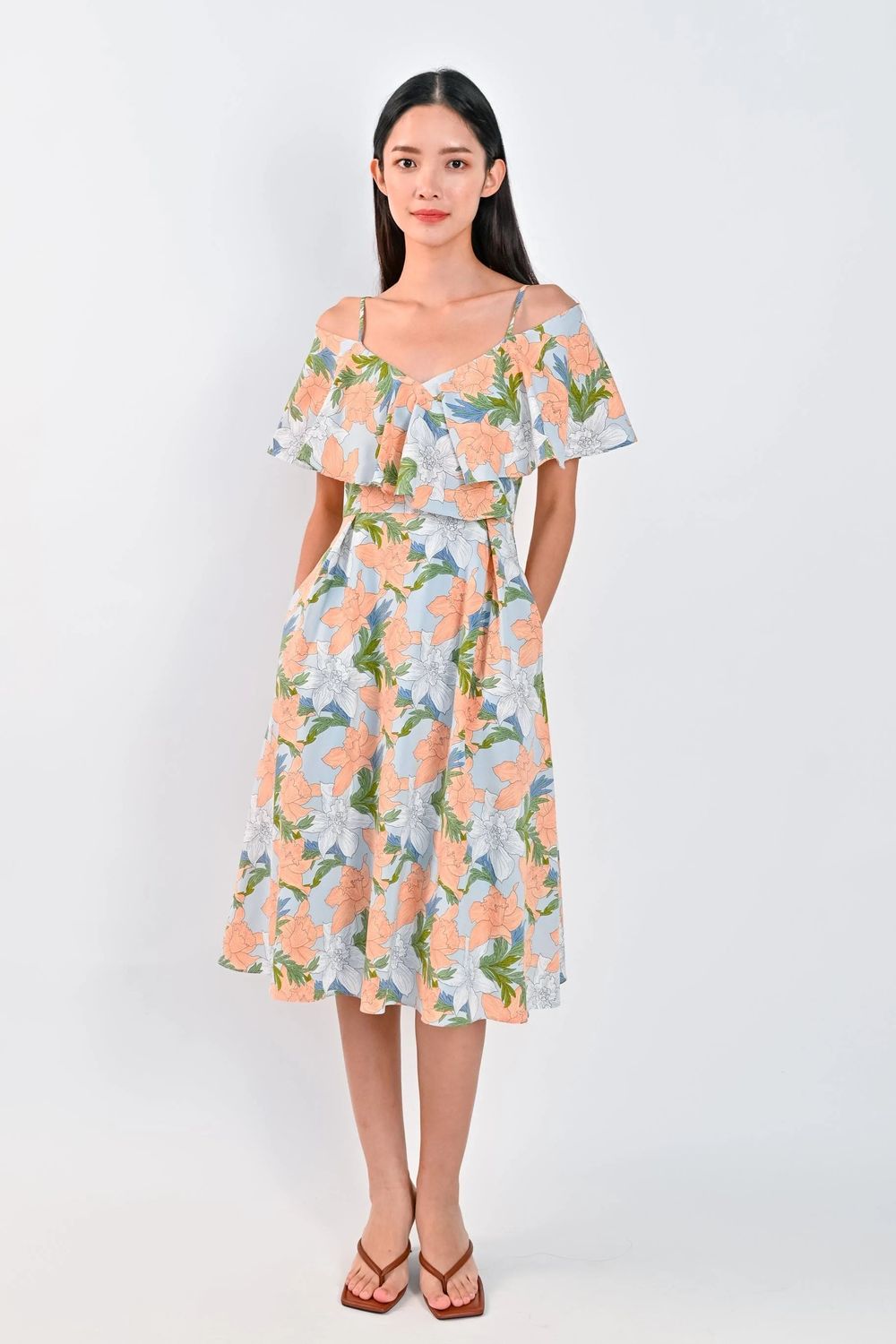ILMA COLD-SHOULDER DRESS IN SKY