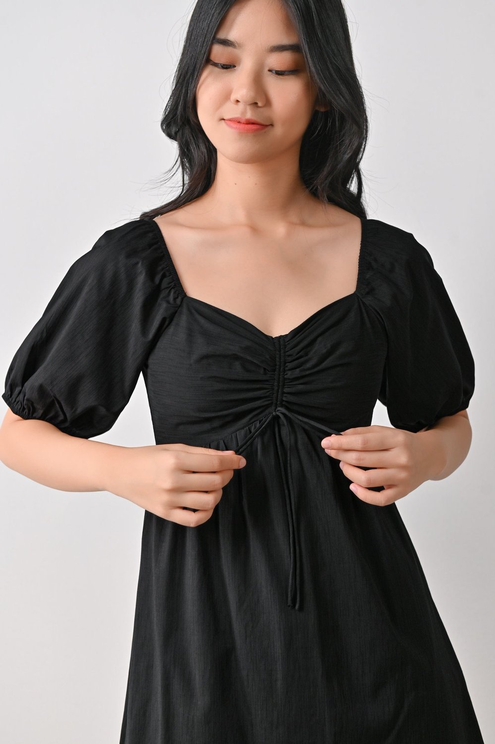 IMANI RUCHED DRESS IN BLACK