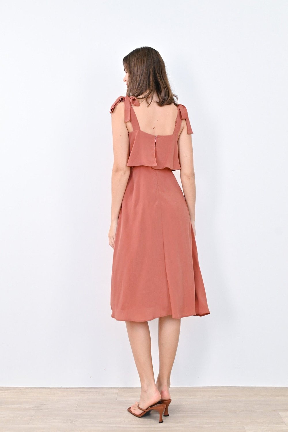 JOLYN OVERLAP MIDI DRESS IN TERRA