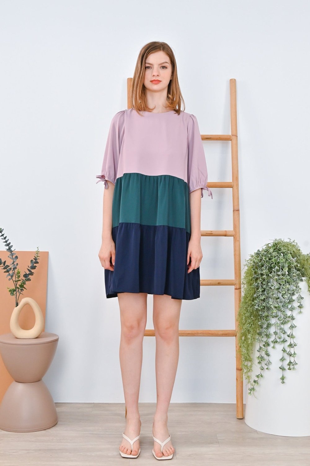 JOMO COLOURBLOCK DRESS IN PINK