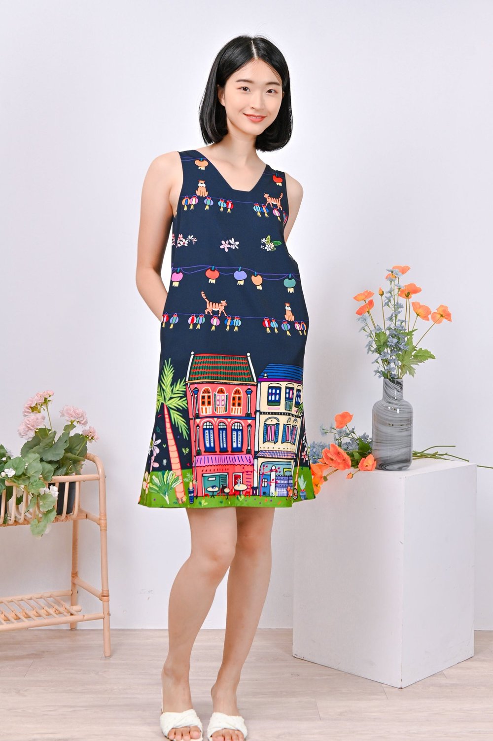 KATONG AT NIGHT A-LINE DRESS KATONG AT NIGHT A-LINE DRESS