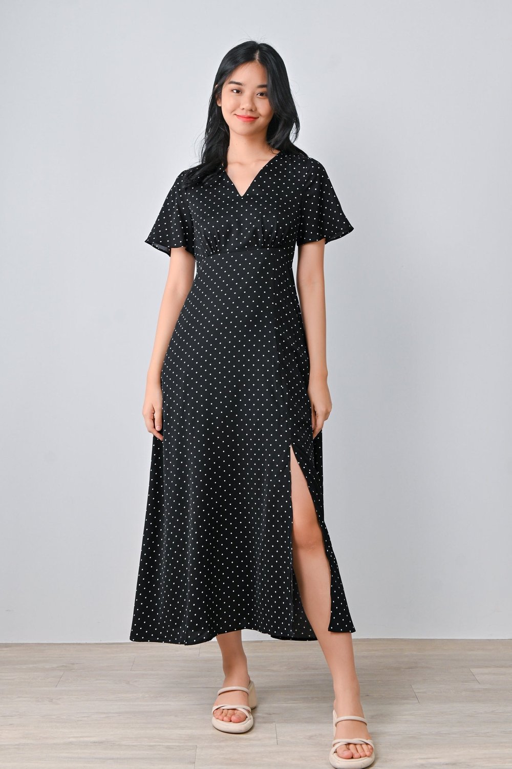 KENNEDI MAXI DRESS IN BLACK POLKA KENNEDI MAXI DRESS IN BLACK POLKA