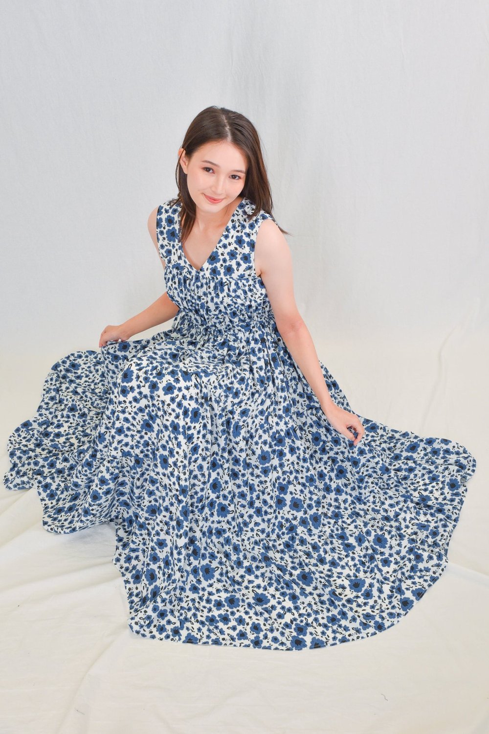 KIMBERLEY TIERED MAXI IN BLUE FLORAL