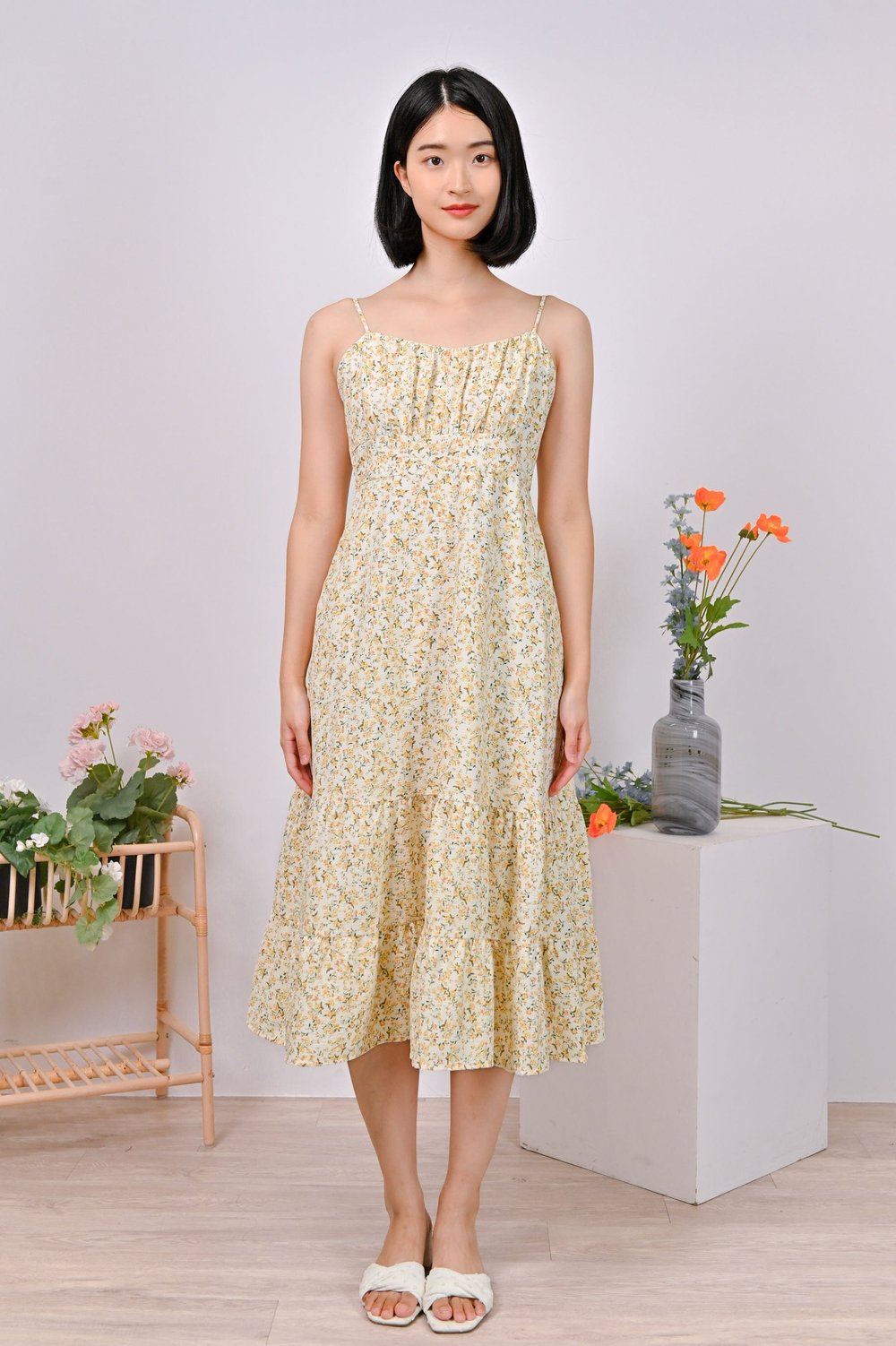 LACEY SPAG DRESS IN YELLOW