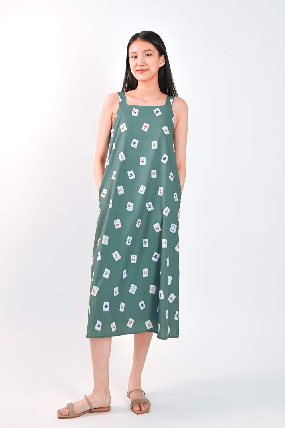 MAHJONG GREEN THICK-STRAP MIDI MAHJONG GREEN THICK-STRAP MIDI