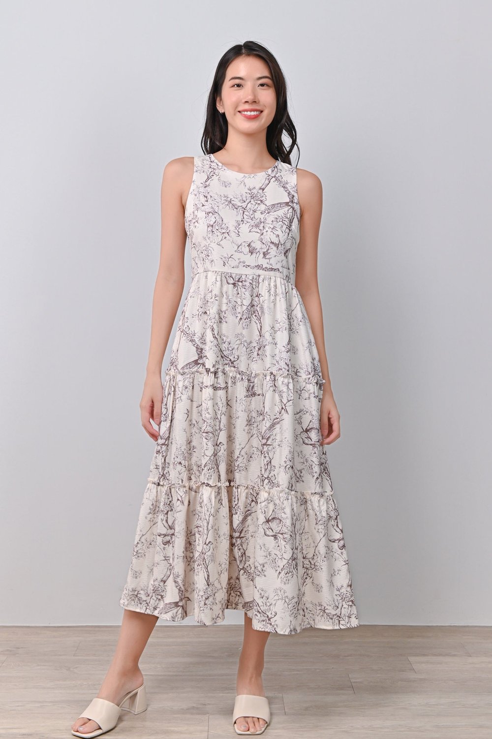 MAXINE TOILE TIERED DRESS IN TAUPE