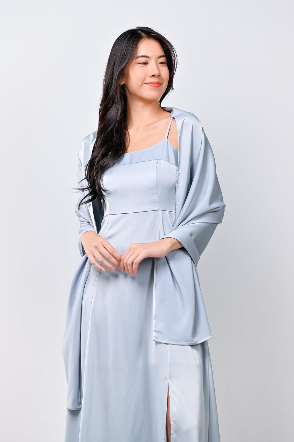 MINJEE SPAG MAXI DRESS IN LIGHT-BLUE MINJEE SPAG MAXI DRESS IN LIGHT-BLUE