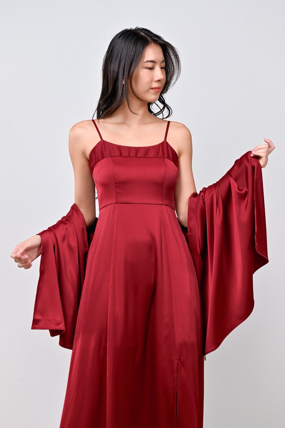 MINJEE SPAG MAXI DRESS IN WINE