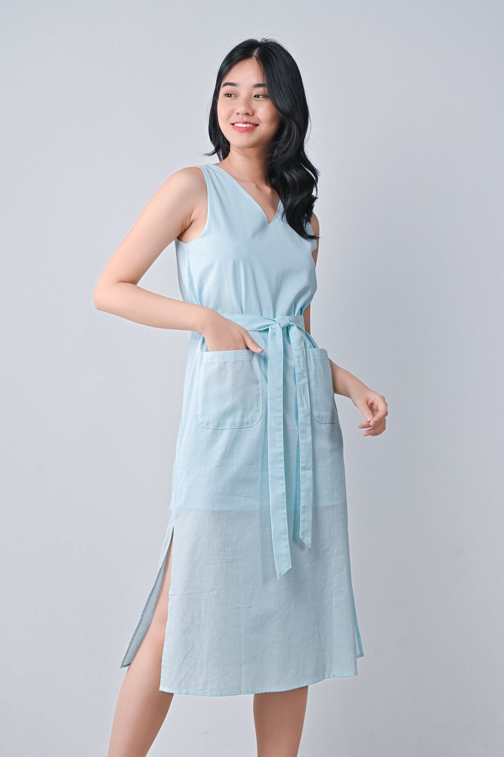 NARI COTTON DRESS IN SKY MINT
