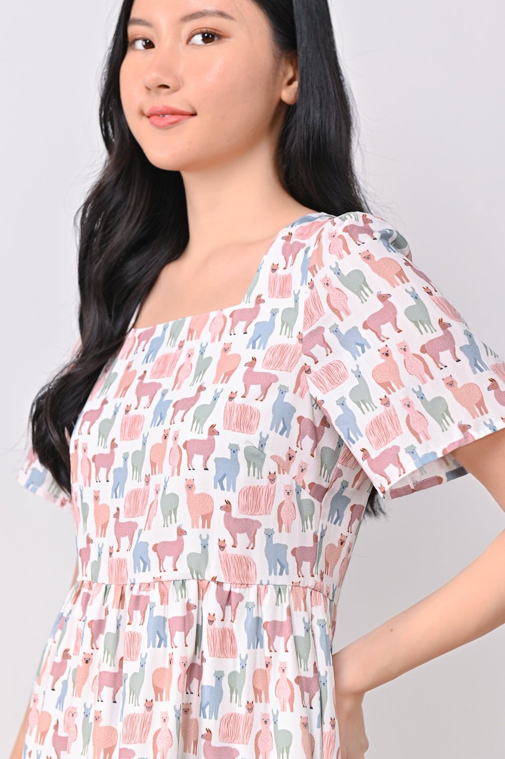 PASTEL LLAMA BABYDOLL DRESS PASTEL LLAMA BABYDOLL DRESS